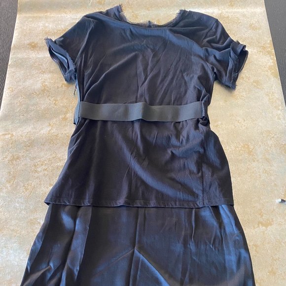 Lanvin 22 F St Honore Black Silk and Jersey T Shirt Dress w/bow Size XS - Picture 5 of 5